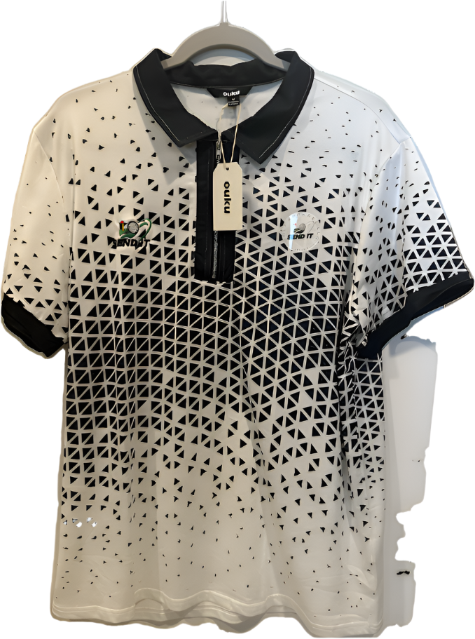 Men's Geometric Zip Polo