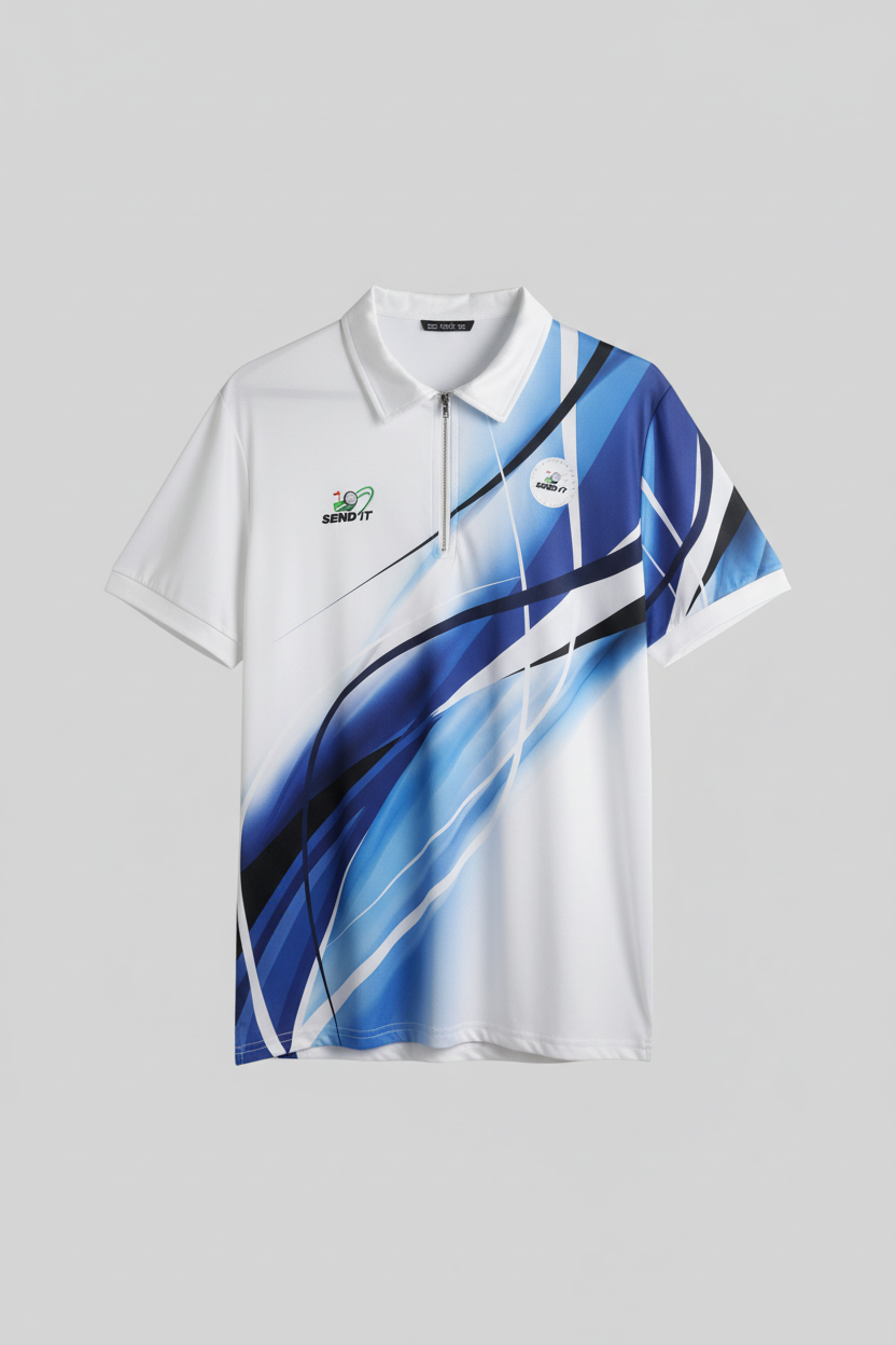 Men's Geometric Zip Polo
