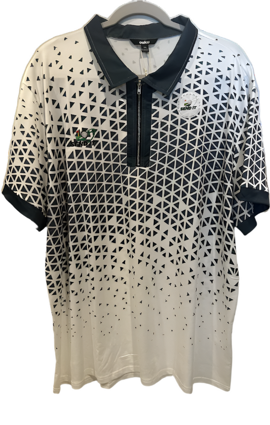 Men's Geometric Zip Polo